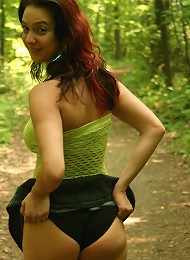 Abrianna teases us in these outdoor pics in a tithugging top