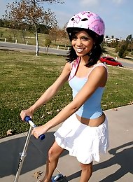 Flirty young Jerri rides a huge cock